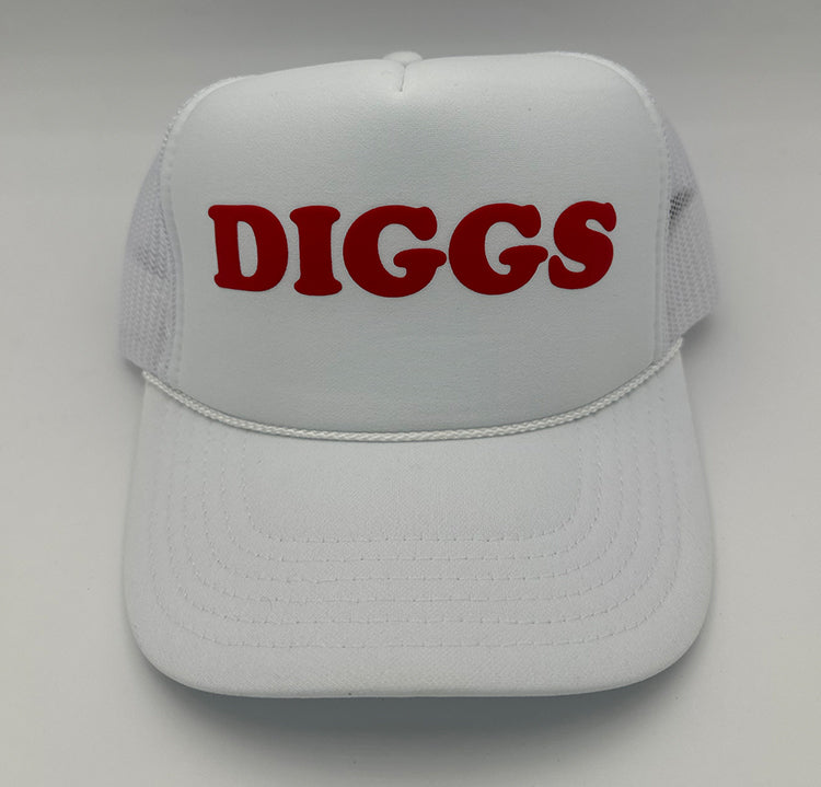 DIGGS - RETRO TRUCKER HAT- WHITE RED