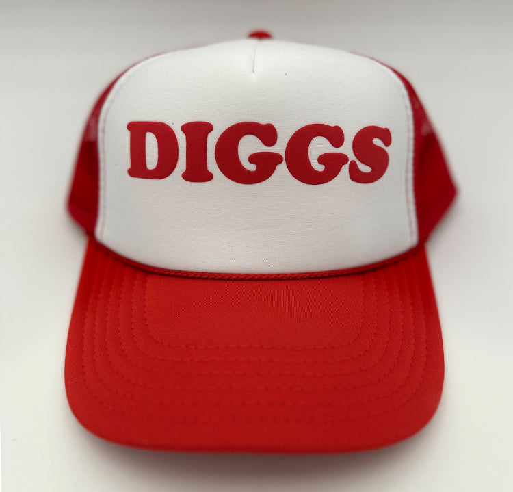 DIGGS - RETRO TRUCKER HAT-RED WHITE