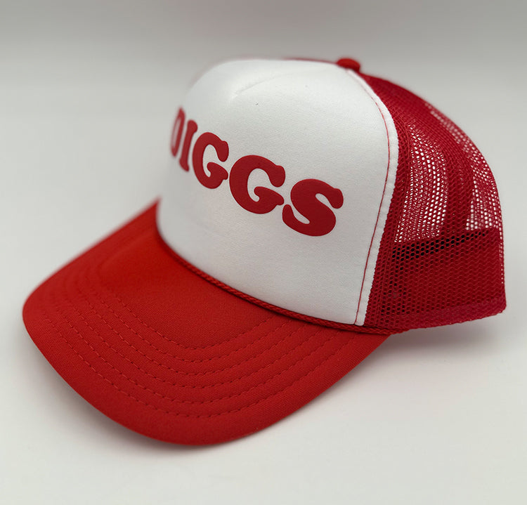 DIGGS - RETRO TRUCKER HAT-RED WHITE